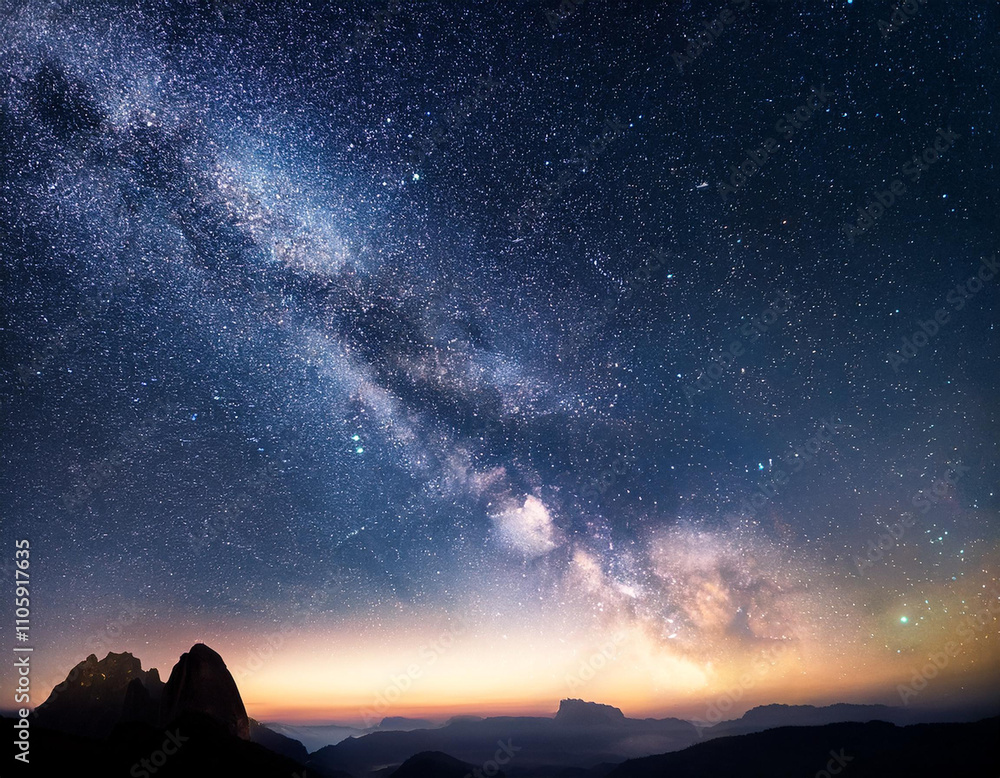 Obraz premium Night sky with stars in the galaxy