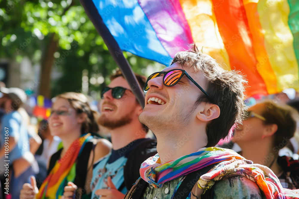 People celebrating under a rainbow flag at a pride parade, enjoying community and inclusivity
People celebrating under a rainbow flag at a pride parade, enjoying community and inclusivity