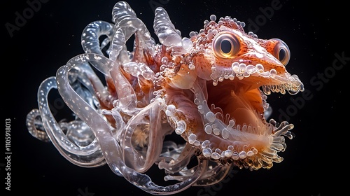 Deep-Sea Dumbo Octopus: A Stunning Underwater Close-Up AI Generated photo