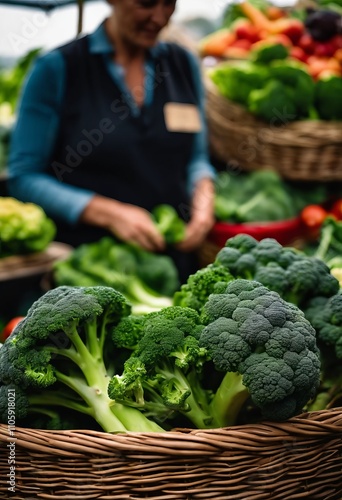 A young vendor carefully arranges fresh vegetables and homemade products at a rustic farmers market stall, inviting visitors to explore the local offerings