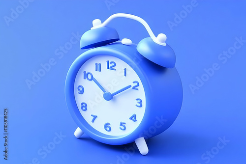 Blue Alarm Clock, A Simple Timepiece Illustration on a Blue Background