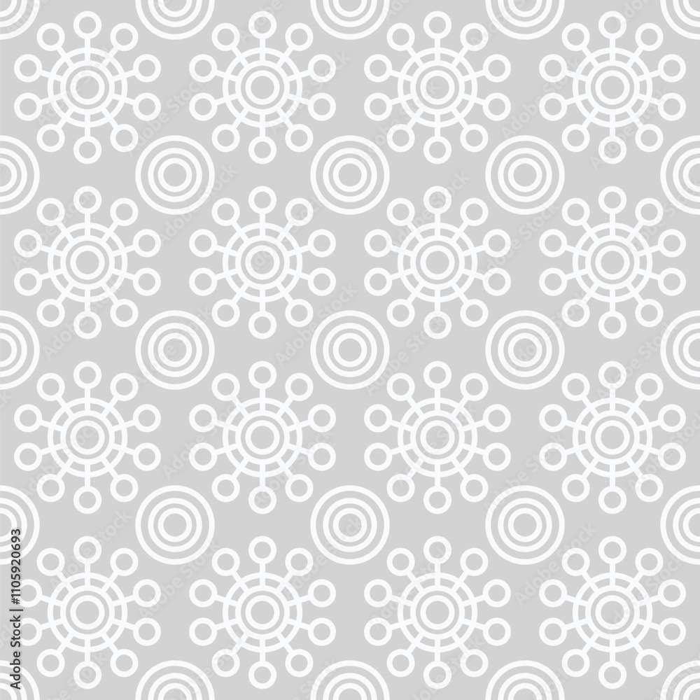 Seamless abstract geometric flower and circle pattern two tone Seamless abstract geometric flower and circle pattern two tone