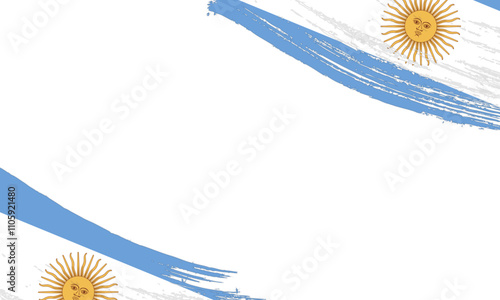 Argentina Flag with Brush Stroke Effect, Grunge brush stroke. Watercolor painting flag.