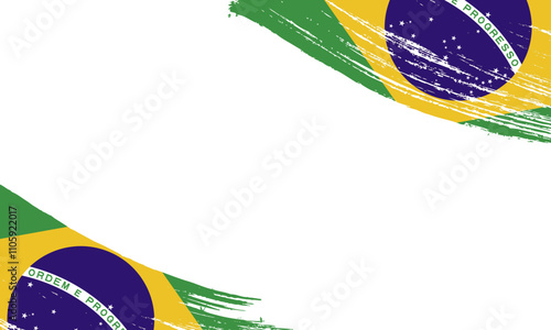 brazil Flag with Brush Stroke Effect, Grunge brush stroke. Watercolor painting flag