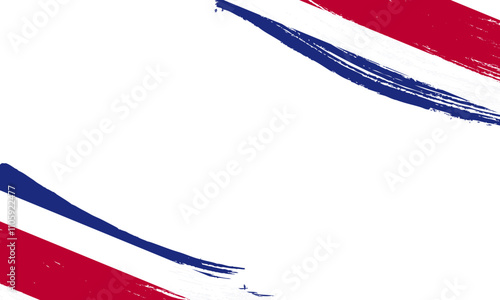 Costa Rica Flag with Brush Stroke Effect, Grunge brush stroke. Watercolor painting flag