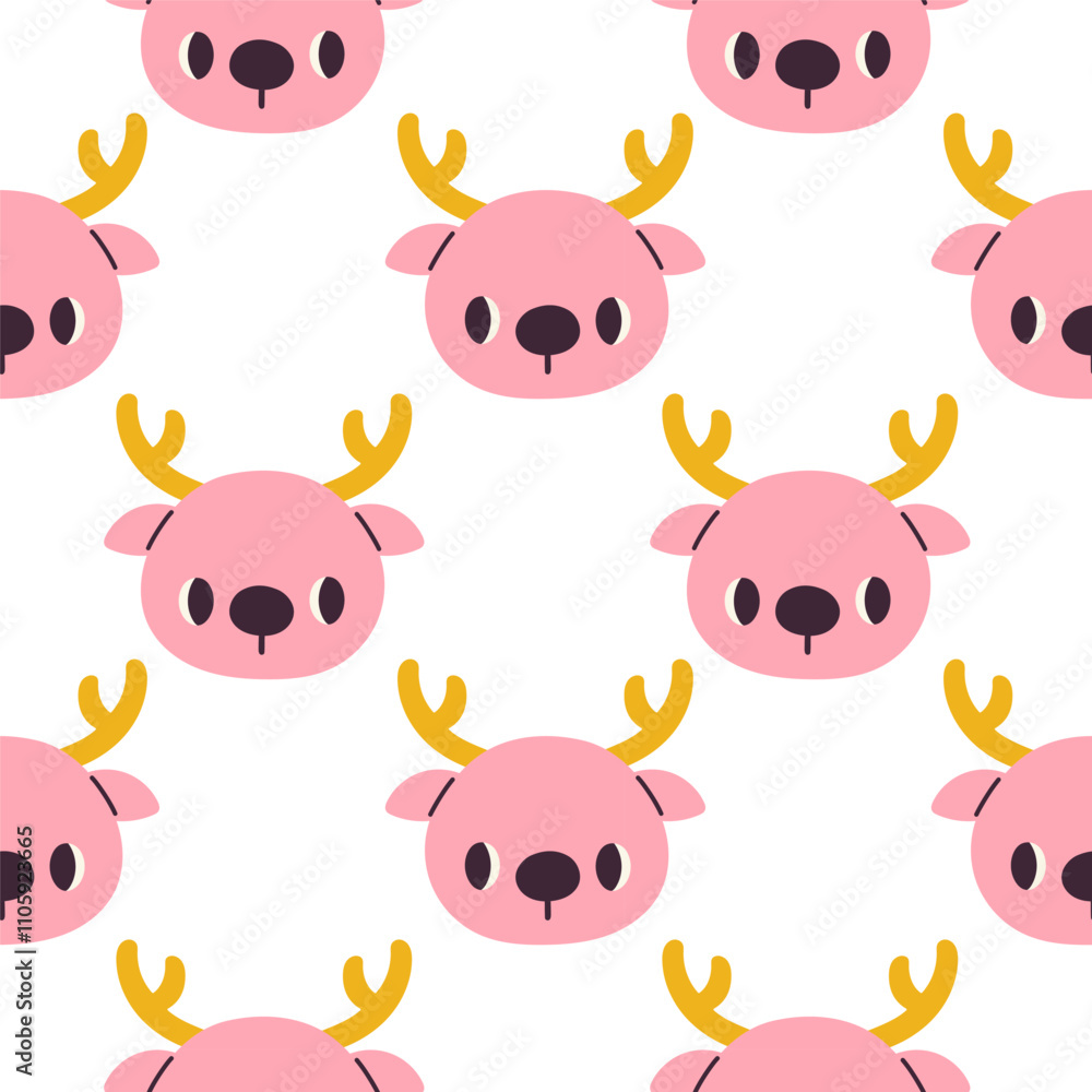 Obraz premium Reindeer Christmas seamless pattern design for wallpaper, fabric, notebook, greeting card, wrapping paper