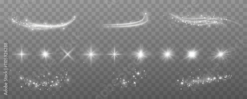 Light effects.Wind glare, explosions, shine, dust, lines, solar flares, sparks, sequins, stars, curved curls. Glow special effect of light