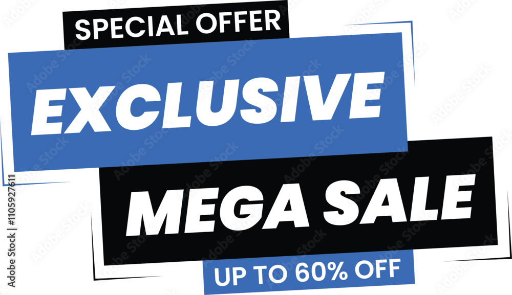 Exclusive Mega Sale Promotional Ecommerce Offer Design Marketing Symbol Exclusive Mega Sale Promotional Ecommerce Offer Design Marketing Symbol