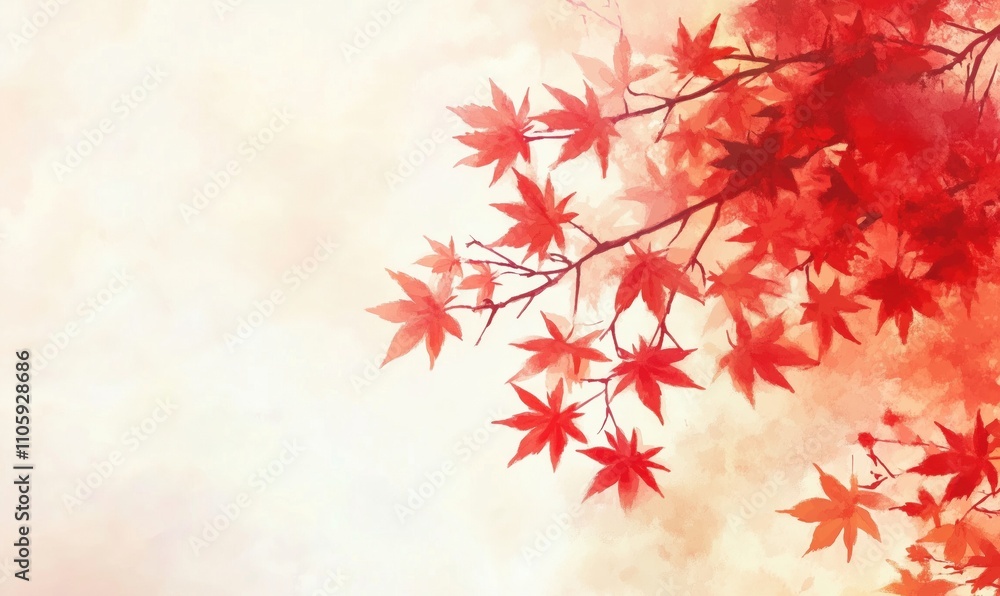 Red maple leaves against soft background, vibrant autumn colors, artistic representation, warm tones, nature's beauty Red maple leaves against soft background, vibrant autumn colors, artistic representation, warm tones, nature's beauty