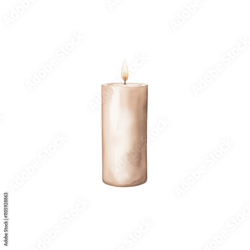 Beige flaming candle lit wick 