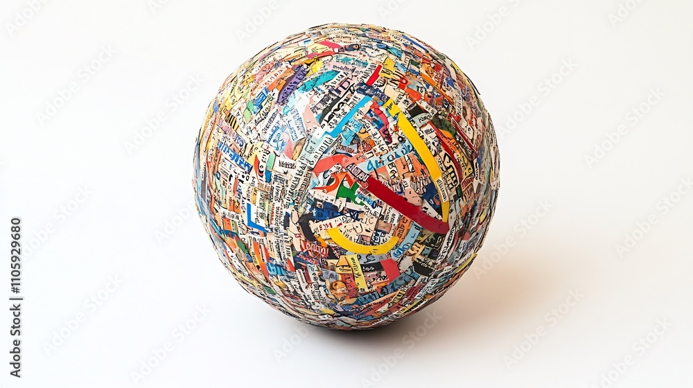 Recycled Paper Sphere: A Colorful Collage of News and Comics Recycled Paper Sphere: A Colorful Collage of News and Comics