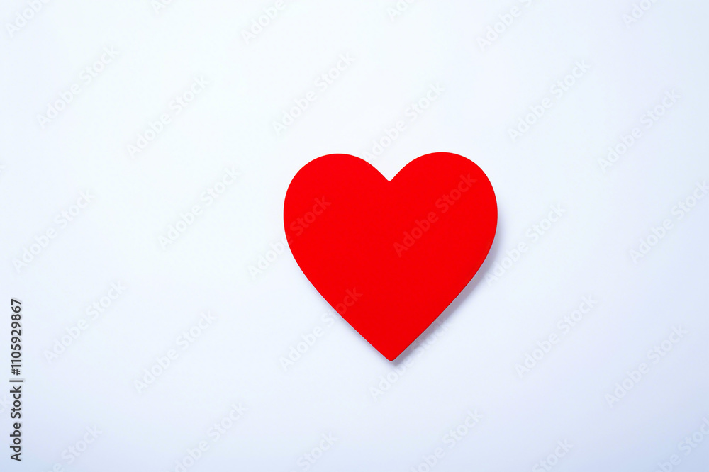 Red heart on a white background top view valentines day greeting card design Red heart on a white background top view valentines day greeting card design