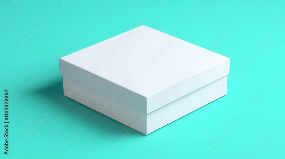 Minimalist white gift box on a turquoise background. Minimalist white gift box on a turquoise background.
