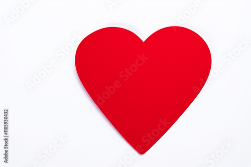 Red heart on a white background top view valentines day greeting card design