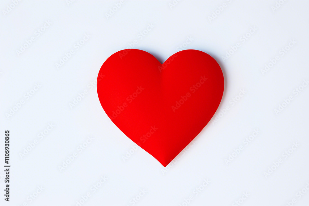 Red heart on a white background top view valentines day greeting card design Red heart on a white background top view valentines day greeting card design