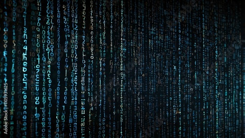 Obraz na płótnie Digital data flowing in a matrix of binary code.