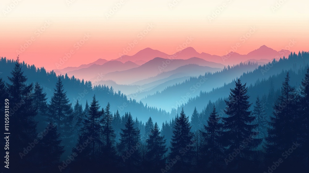 Fototapeta premium A serene gradient background mimicking the sky at dawn, blending soft pink, orange, and blue hues. The gentle transition of colors evokes calmness and renewal. Ideal for peaceful and uplifting 