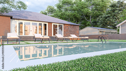 Deck, garden, pool, landscape design