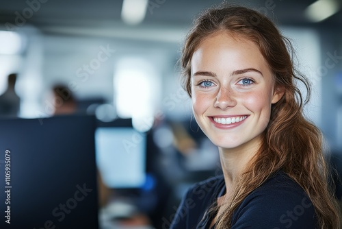 Gray-haired woman sitting at the table and working with project documentation. Beautiful simple AI generated image photo