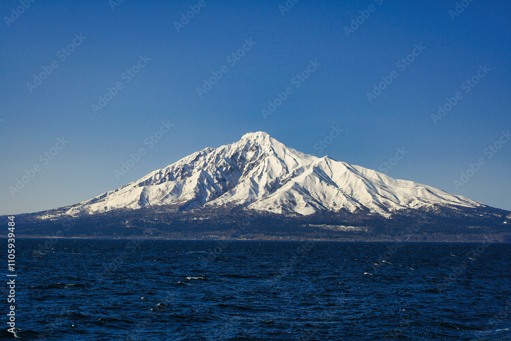 mountain in winter, rishiri mountain mountain in winter, rishiri mountain