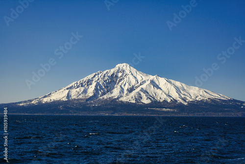 mountain in winter, rishiri mountain photo