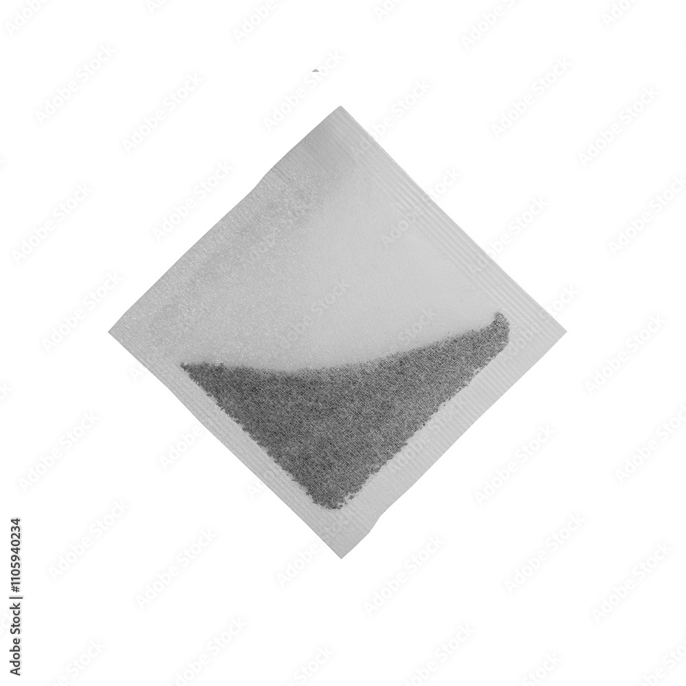 Square paper tea bag isolated on white background.
