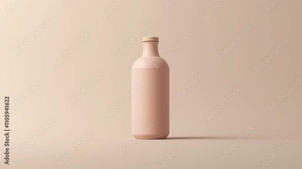 Minimalist beige bottle on neutral background for product design and branding Minimalist beige bottle on neutral background for product design and branding