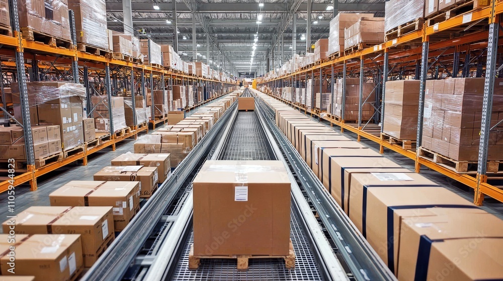 Fototapeta premium Efficient Supply Chain System Visualized in Digital Warehouse Facility