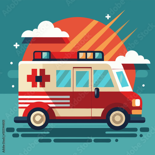 Dynamic Ambulance Response Cartoon Vector