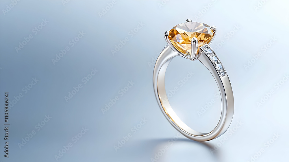 Diamond ring. Ring with diamonds and large topaz. Topaz and diamond stones Diamond ring. Ring with diamonds and large topaz. Topaz and diamond stones