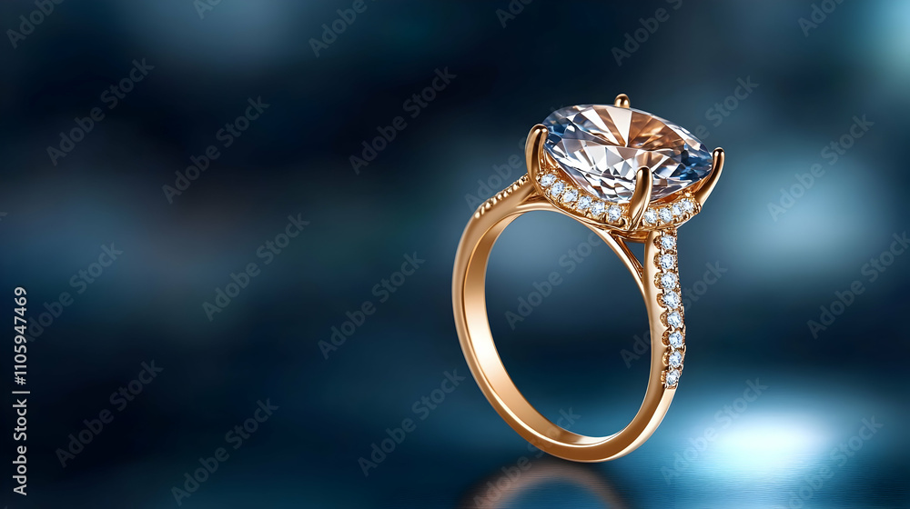 Diamond ring. Ring with diamonds and large topaz. Topaz and diamond stones Diamond ring. Ring with diamonds and large topaz. Topaz and diamond stones