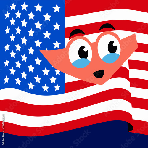 Patriotic American Flag Cartoon Vector Design photo