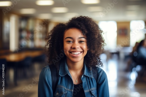 Smiling portrait of a young female African American student