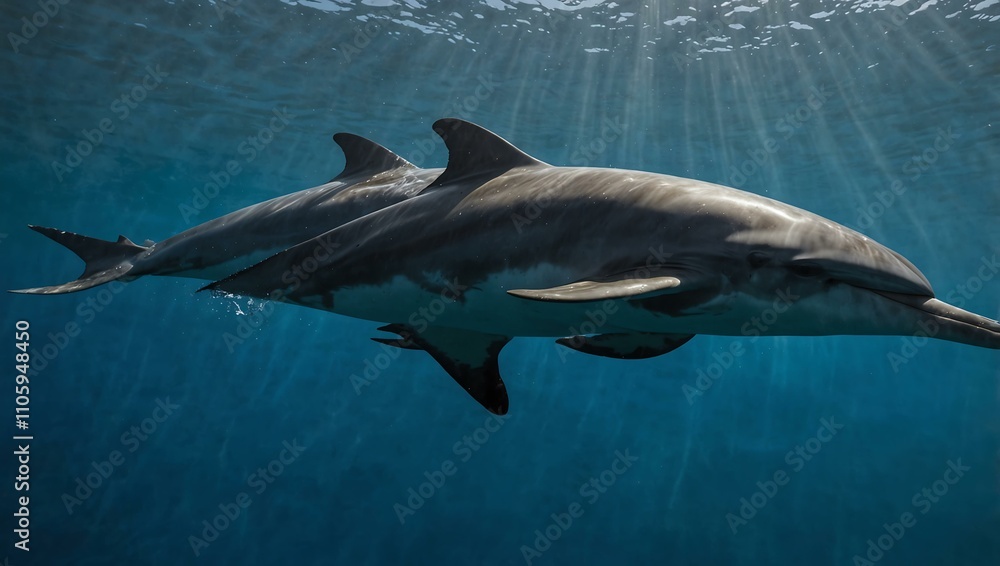 Fototapeta premium Dolphins swimming in Egypt.