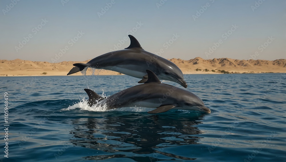 Fototapeta premium Dolphins swimming in Egypt.