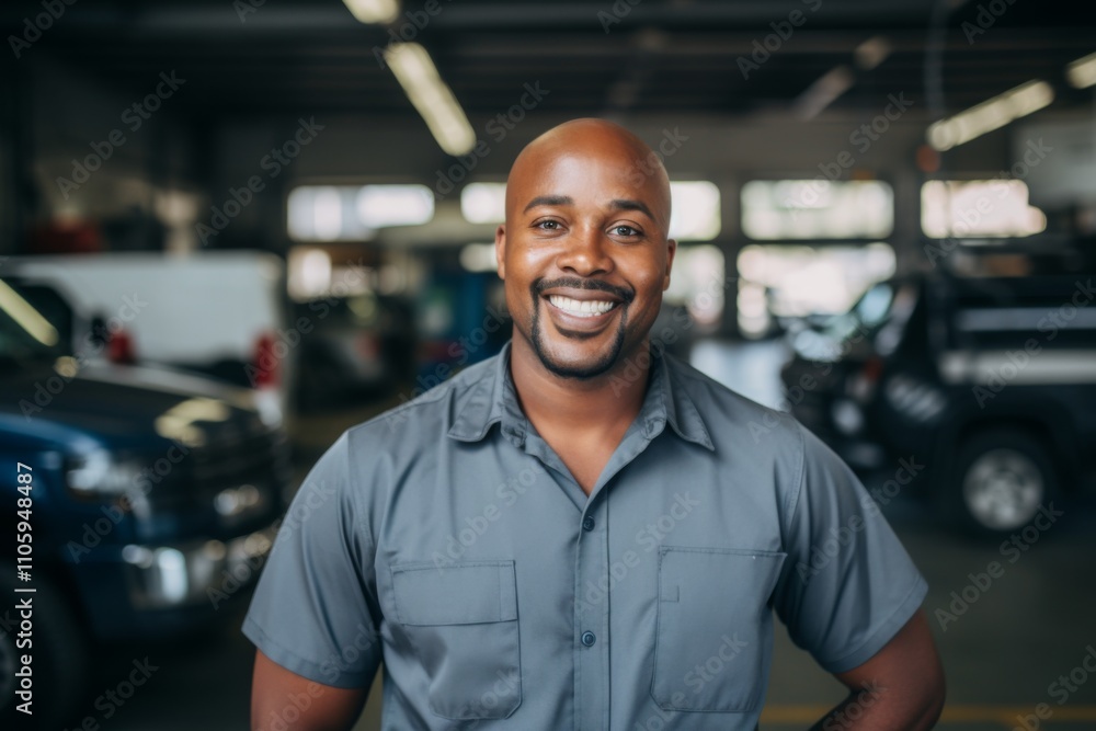 Smiling portrait of a middle aged car mechanic Smiling portrait of a middle aged car mechanic