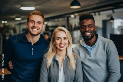 Smiling portrait of a diverse group of business people in office