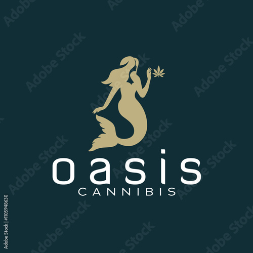 Mermaid Silhouette Cannabis Oasis Logo