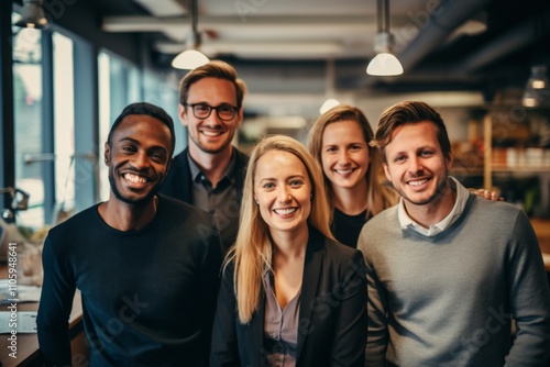 Smiling portrait of a diverse group of business people in office