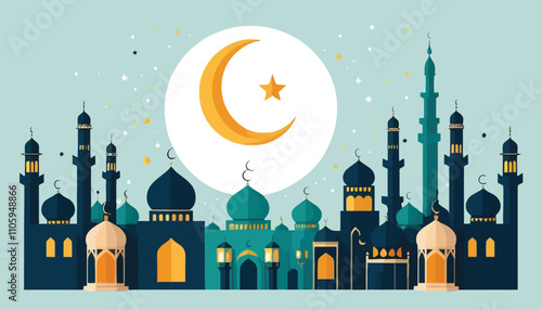 Adobe Illustrator Artwork, Ramzan Mubarak, Islamic, Eid Mubarak, Vector Mosque