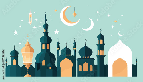 Adobe Illustrator Artwork, Ramzan Mubarak, Islamic, Eid Mubarak, Vector Mosque