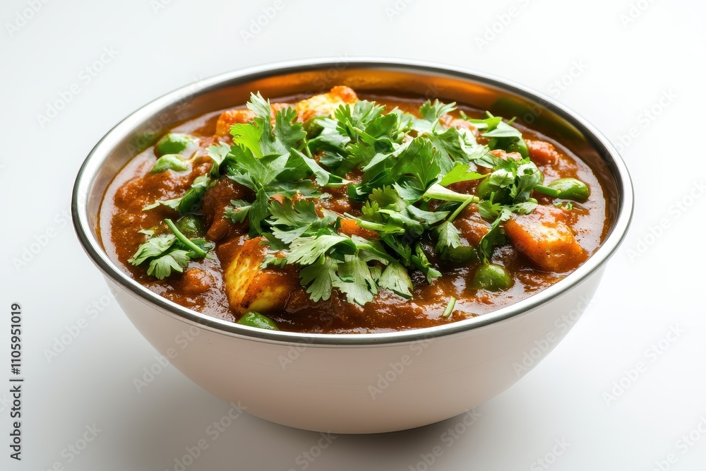 Delicious Chicken Curry Garnished with Fresh Coriander Herbs Delicious Chicken Curry Garnished with Fresh Coriander Herbs