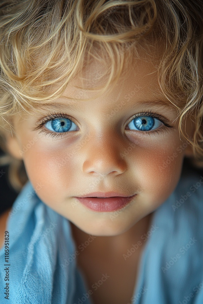 child curly blonde hair and striking blue eyes smiles joyfully illuminated soft natural light. pure innocence and happiness radiate expression. child curly blonde hair and striking blue eyes smiles joyfully illuminated soft natural light. pure innocence and happiness radiate expression.