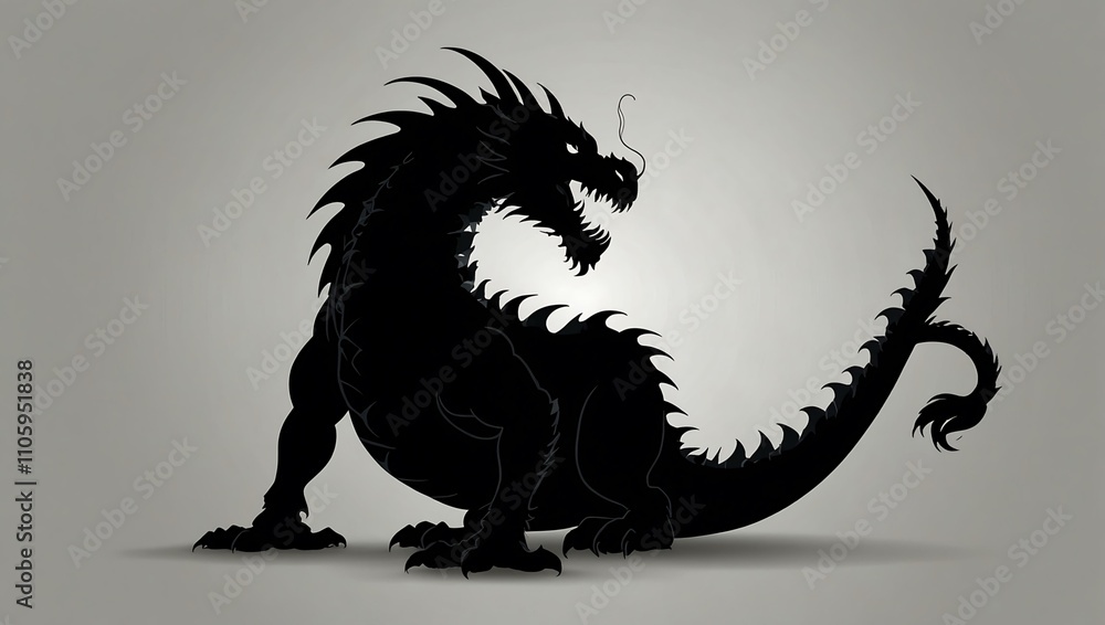 Dragon silhouette vector art illustration. Dragon silhouette vector art illustration.