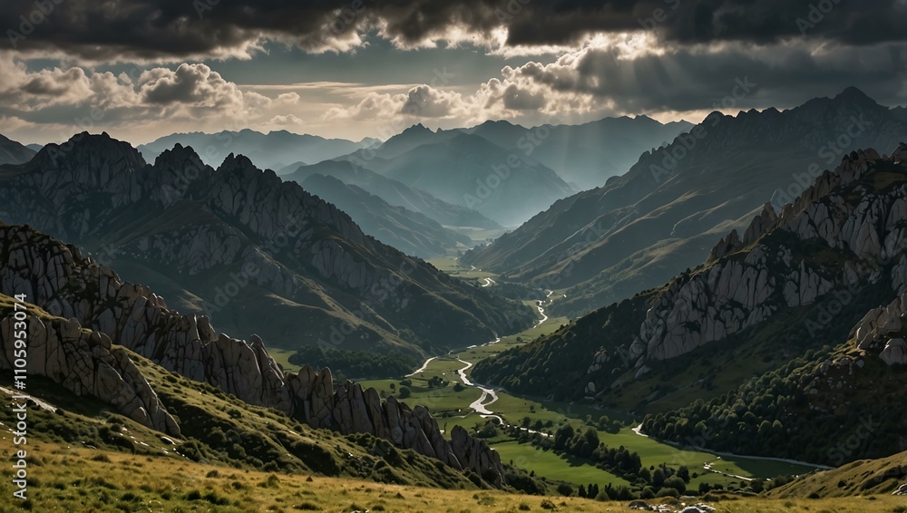 Dramatic landscape in the Picos de Europa mountains, Spain. Dramatic landscape in the Picos de Europa mountains, Spain.