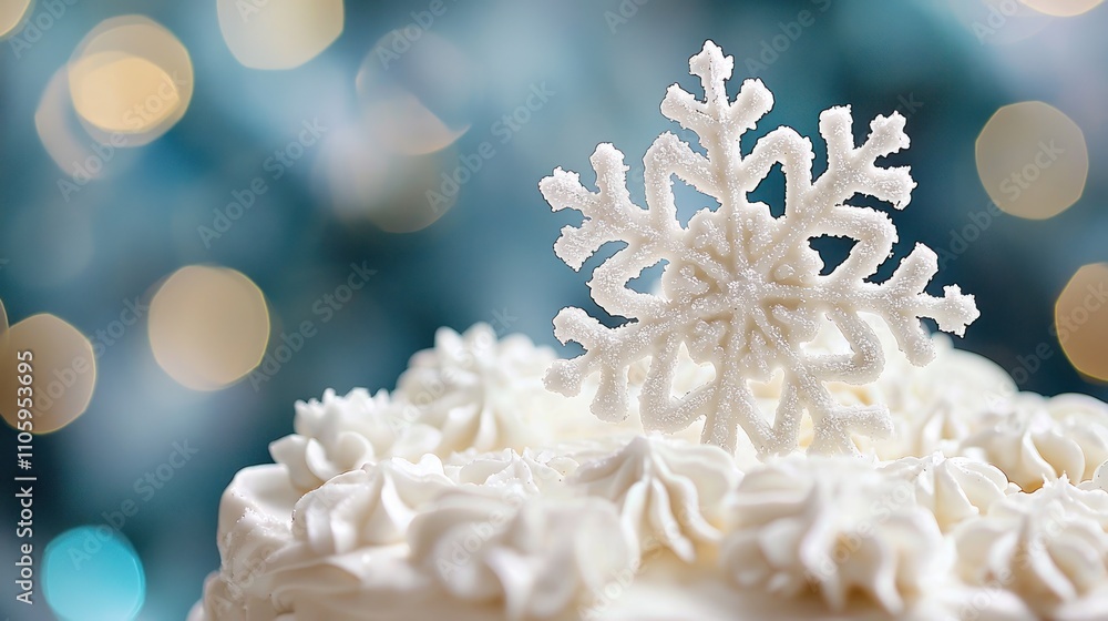 A frosty snowflake-inspired cake topper to match the winter wonderland theme. A frosty snowflake-inspired cake topper to match the winter wonderland theme.