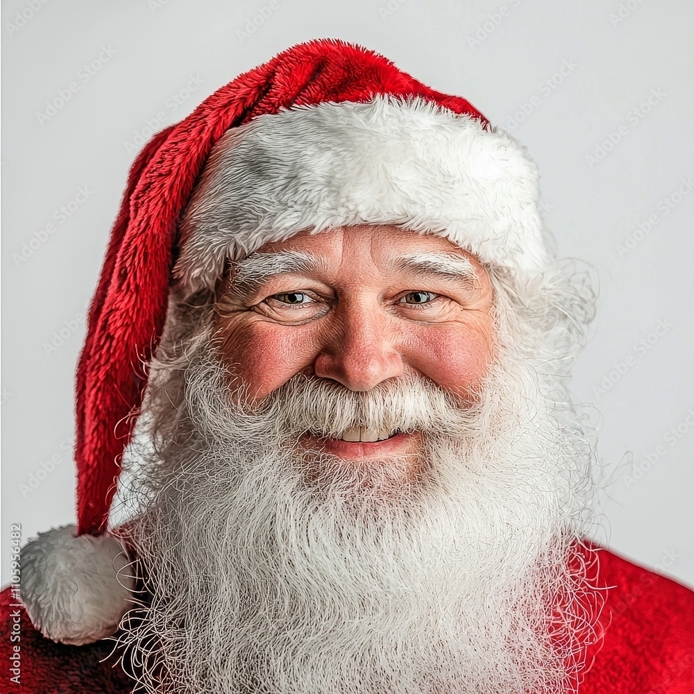 Authentic Santa Claus Beard with Rich Texture Closeup Portrait of Jolly Elderly Man in Red Costume Authentic Santa Claus Beard with Rich Texture Closeup Portrait of Jolly Elderly Man in Red Costume