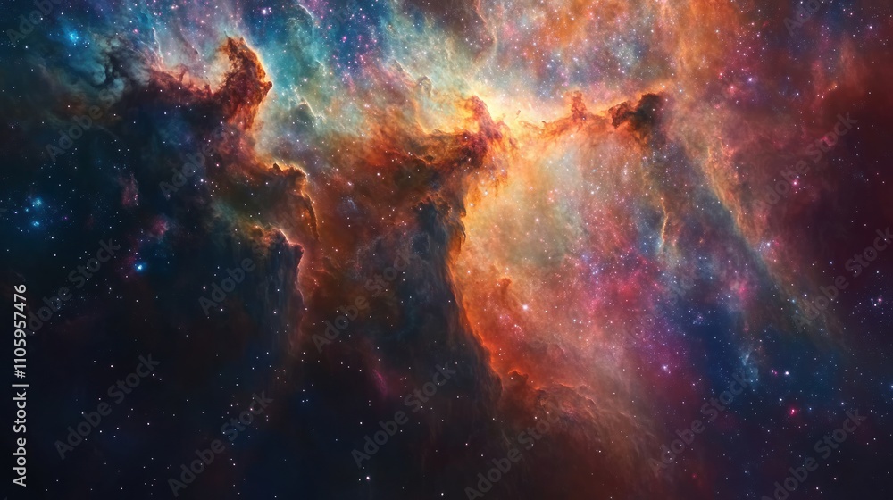 Fototapeta premium Cosmic Nebula A Celestial Tapestry Of Stars And Gas