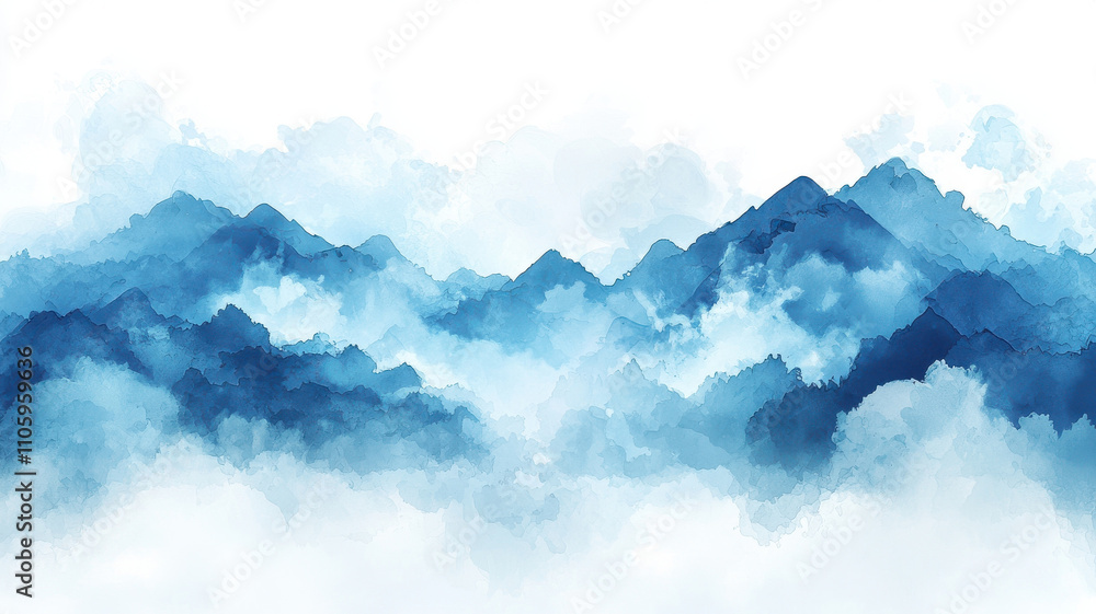 Ethereal landscape featuring soft blue mountains and clouds, creating serene atmosphere. gradient of blues evokes tranquility and calmness, perfect for various design projects Ethereal landscape featuring soft blue mountains and clouds, creating serene atmosphere. gradient of blues evokes tranquility and calmness, perfect for various design projects