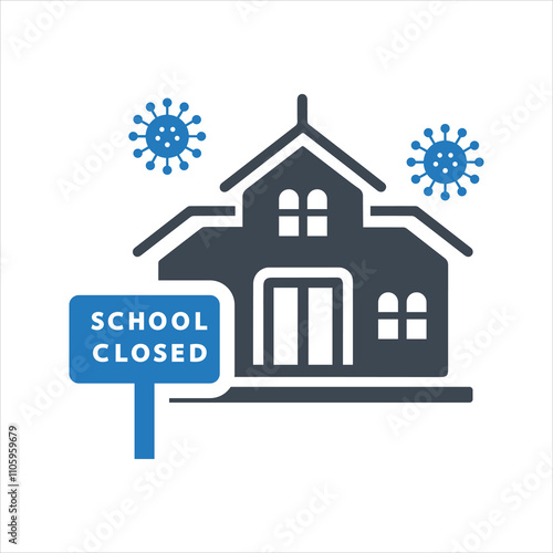 Classroom icon, School is closed due to coronavirus icon
